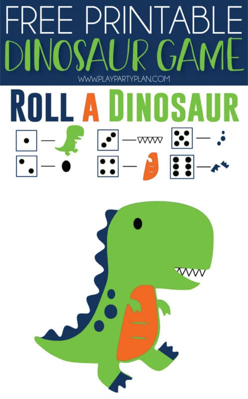 Free Printable Roll the Dinosaur Game - Play Party Plan