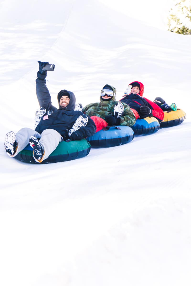 Ruidoso tubing in a train is better at Ruidoso Winter Park