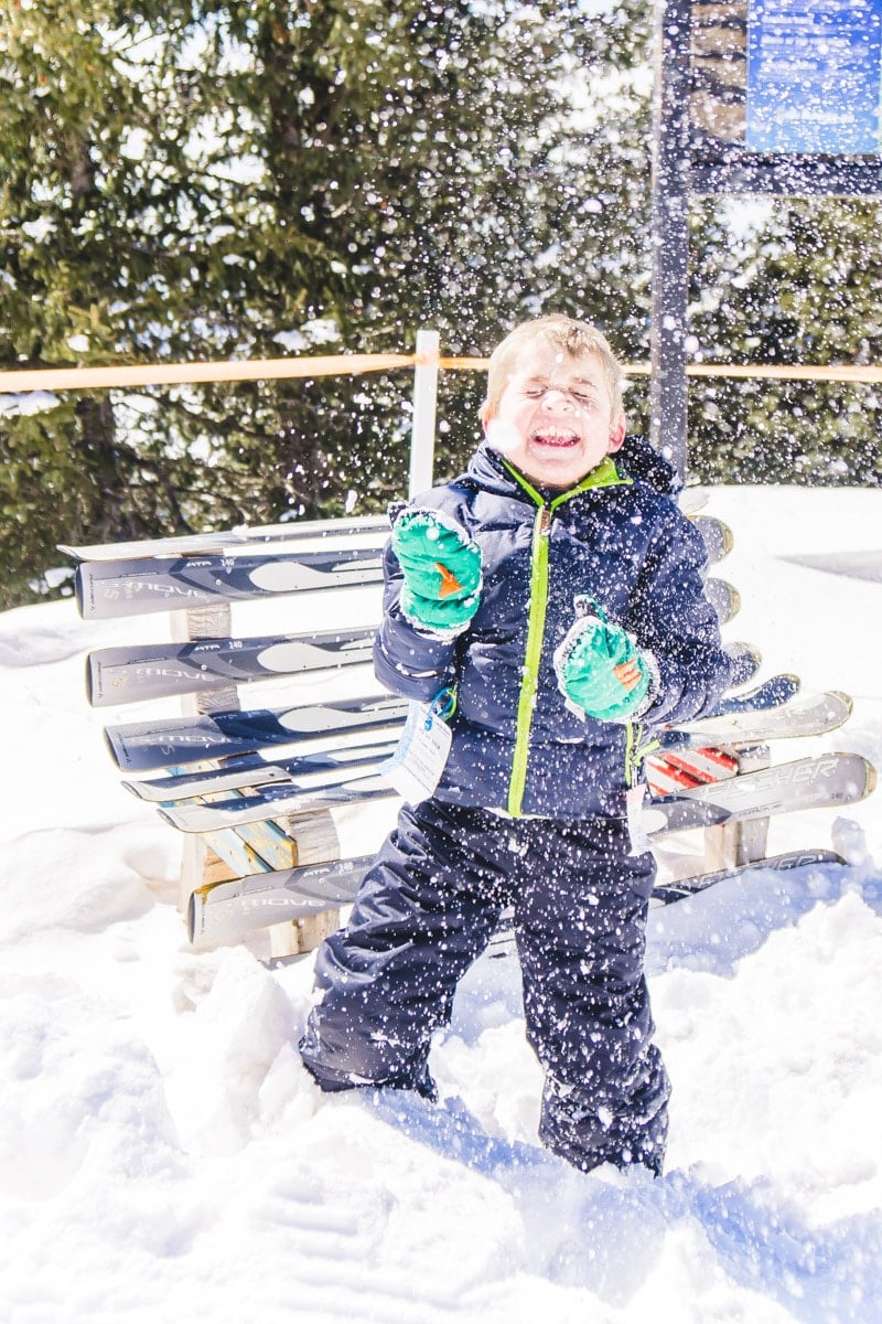 A kid playing in the snow at Ski Apache Ruidoso