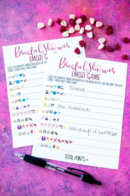 Free Printable Bridal Shower Name the Emoji Game