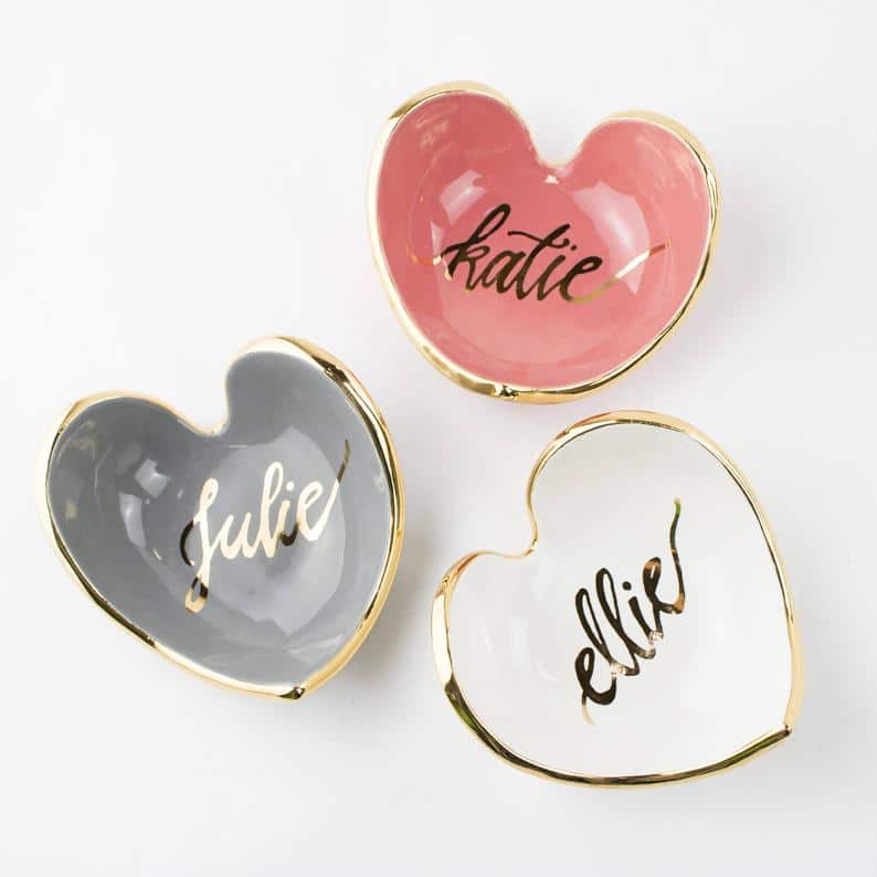 Heart shaped personalized bridesmaid gifts