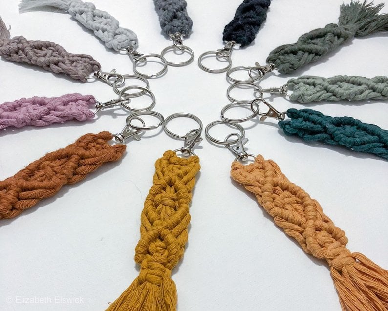 Macrame keychains make great cheap bridesmaid gifts