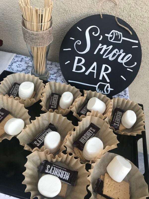 s'mores fixings in cupcake wrappers