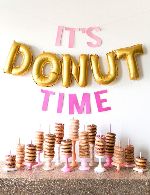 Donut party table setup