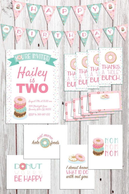 Donut party printable pack