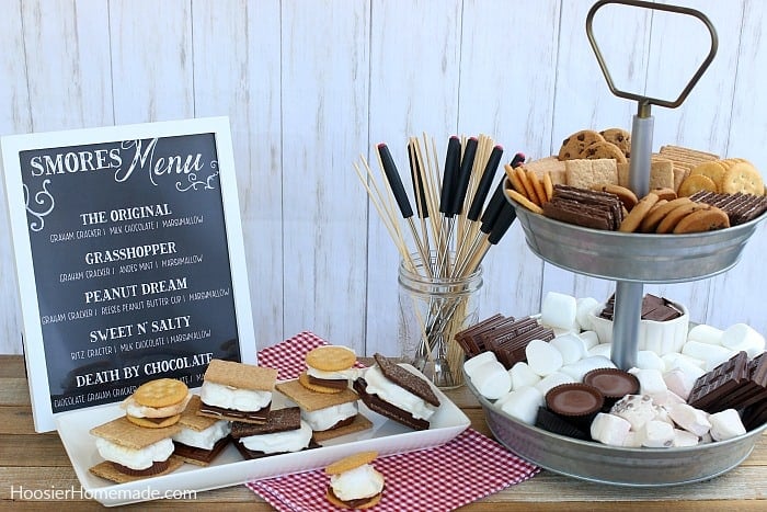 s'mores buffet with a s'mores menu