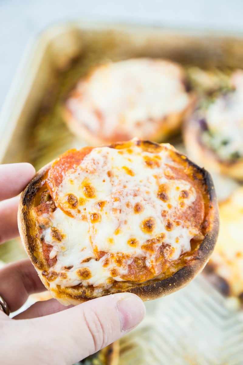 Easy pepperoni English muffin pizza