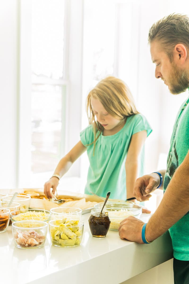 Making an English muffin pizza recipe for kids