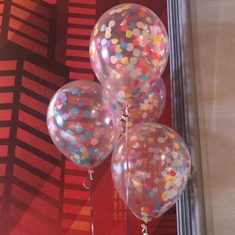 Confetti balloons for a donut party
