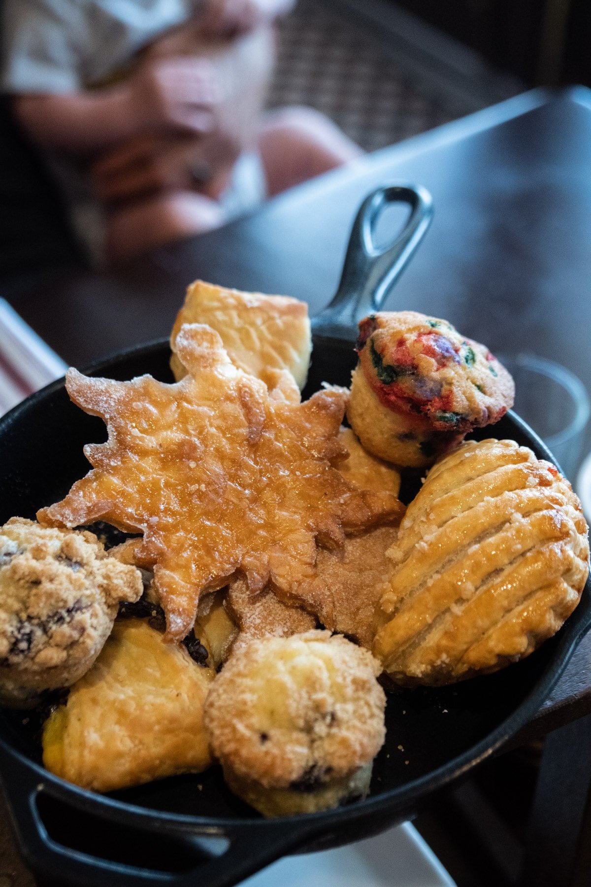 Frying pan of pastries at Trattoria al Forno