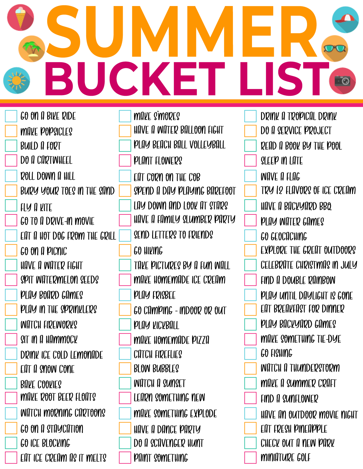 List of 2020 summer bucket list ideas