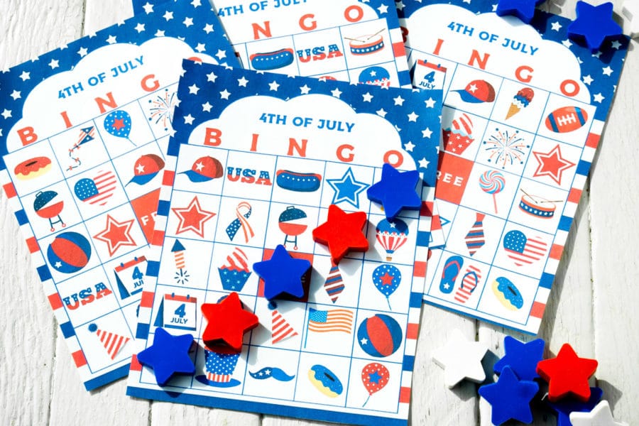 Horizontal image of 4th of July bingo cards