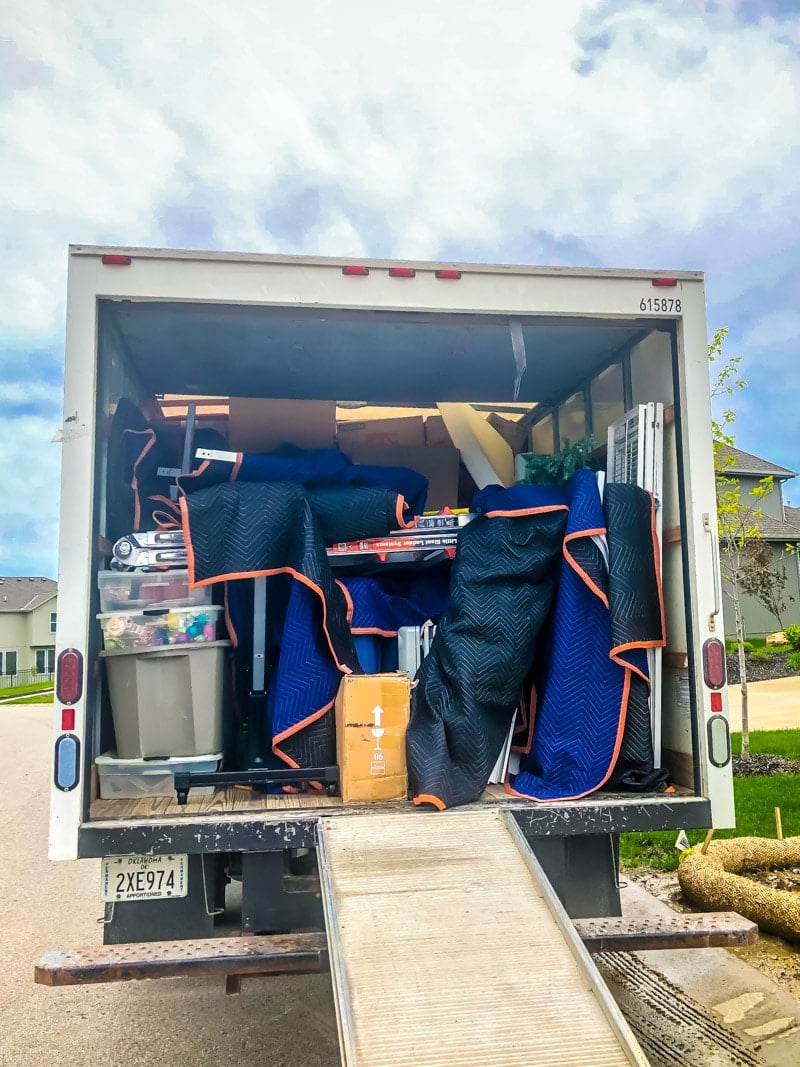 Truck filled with moving pads