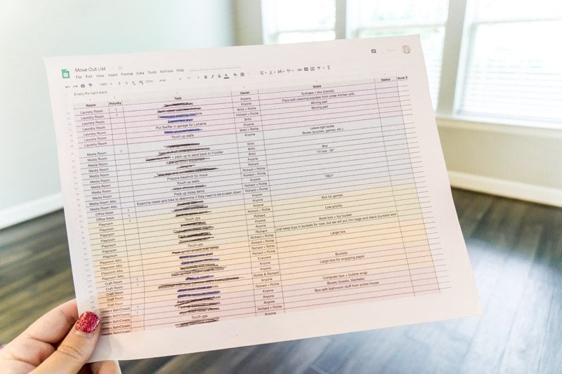 Excel moving checklist 