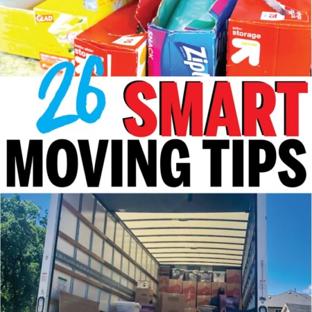 Brilliant packing and moving tips for moving long distance, out of state, or just around the corner! Great ideas and tricks that’ll work whether you’re downsizing to an apartment or moving into a house for the first time! And I love that checklist idea for keeping organized last minute!
