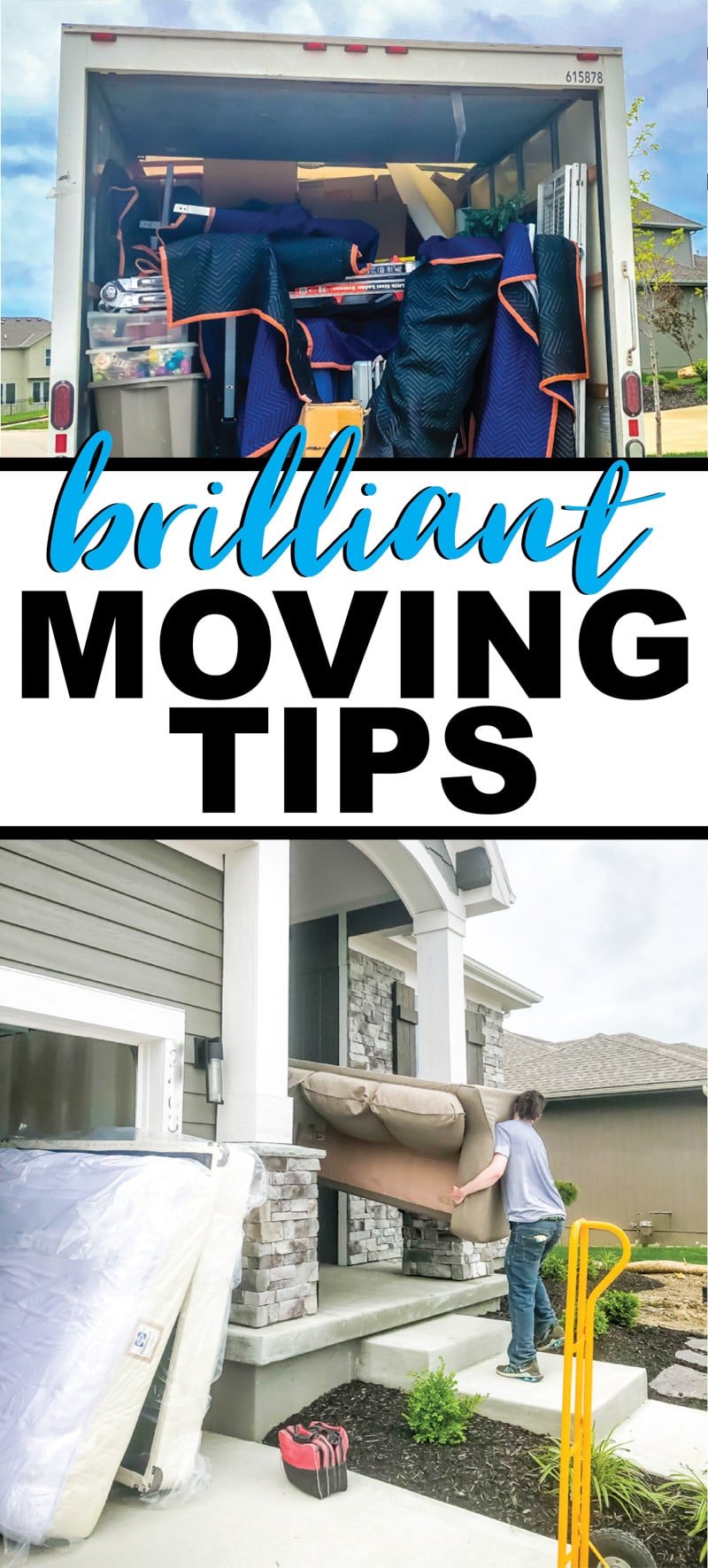 Brilliant packing and moving tips for moving long distance, out of state, or just around the corner! Great ideas and tricks that’ll work whether you’re downsizing to an apartment or moving into a house for the first time! And I love that checklist idea for keeping organized last minute!