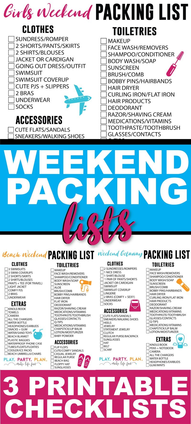 The perfect weekend packing list for a 3 day spring or summer romantic weekend getaway! Ideal if you want to travel light and are going the city, mountains, or even on a road trip!
