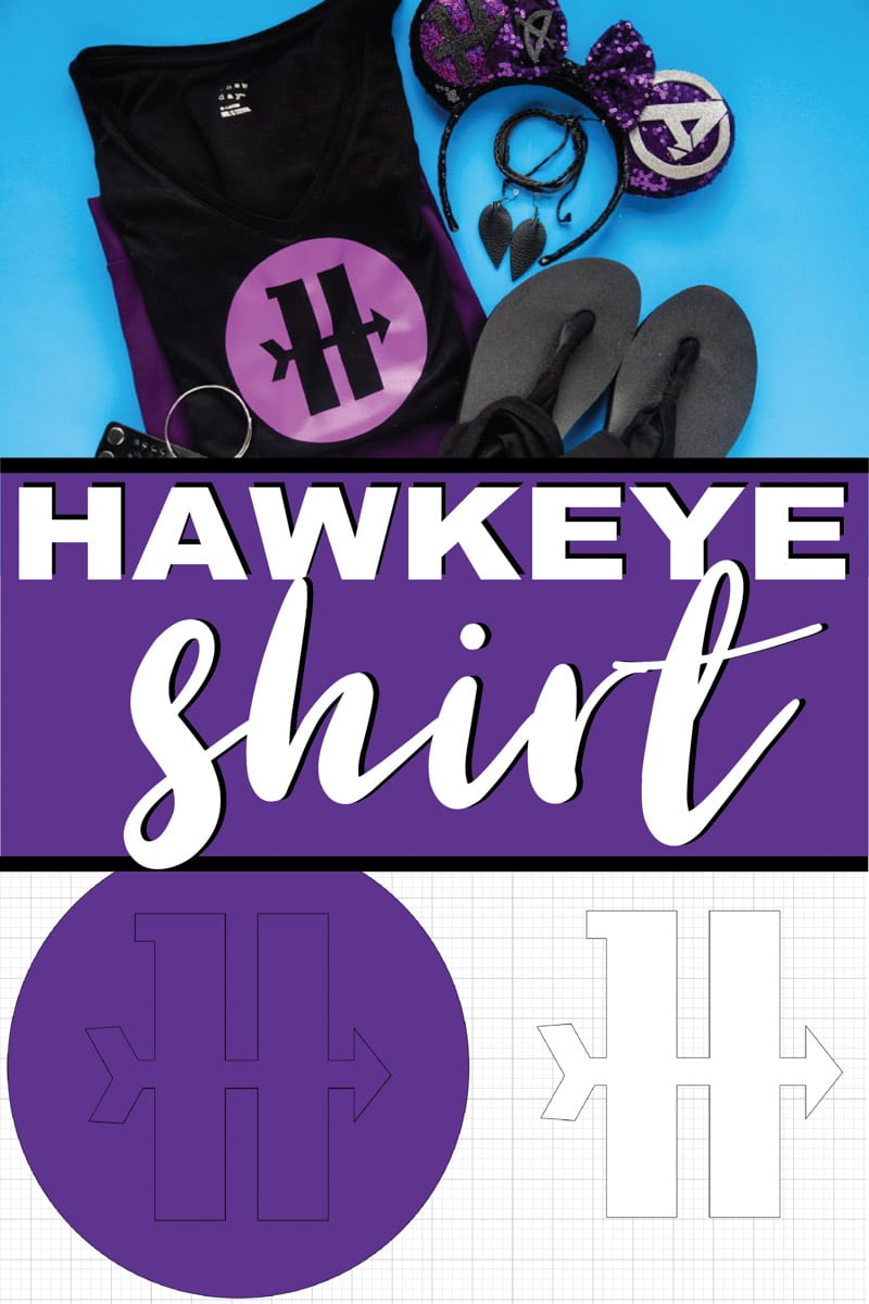 Make this easy Marvel Hawkeye shirt with the free Hawkeye symbol SVG cut file! Perfect for your very own DIY costume, Disneybounding like Hawkeye, or just supporting your favorite Marvel superhero! 