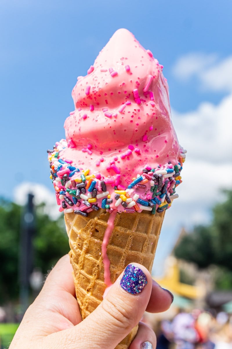 Strawberry soft serve at the Disney food and wine festival