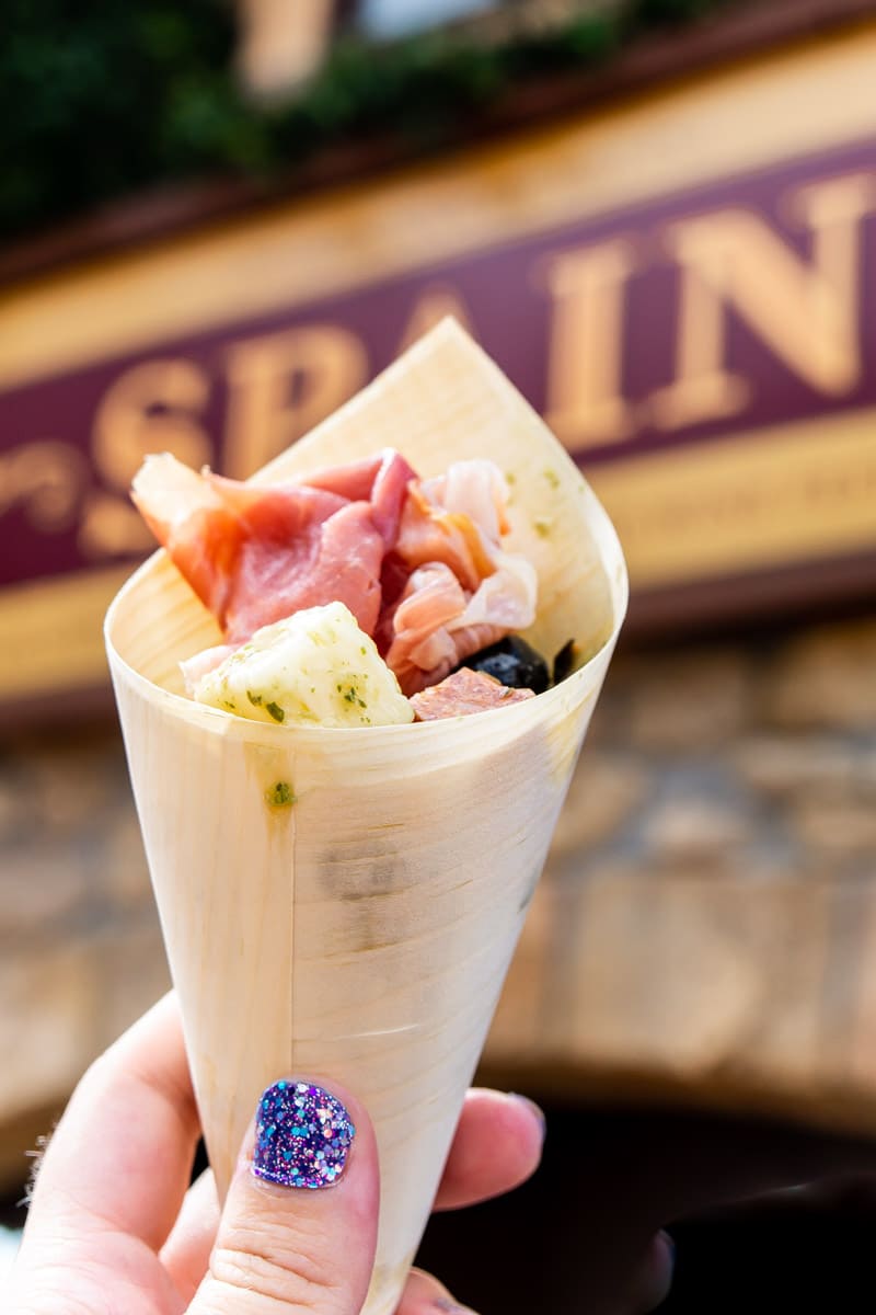 Spanish meat and cheese cone from the Disney food and wine festival