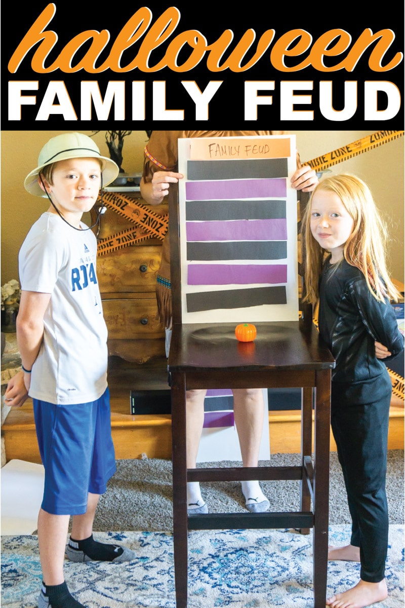 DIY Halloween family feud complete with funny questions for kids and adults! Perfect for a Halloween party or just a Halloween game to play with your family! One of the most fun Halloween games out there! 