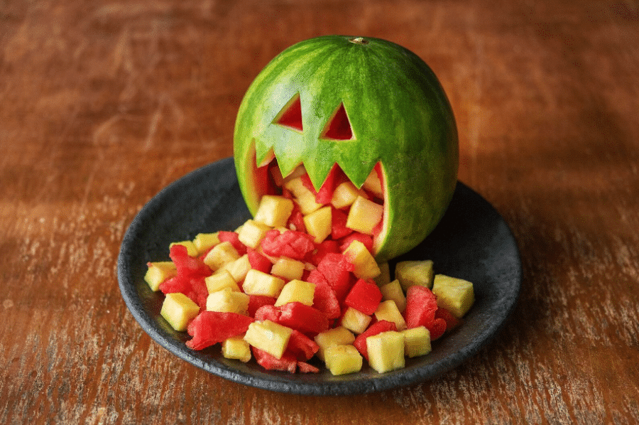 A vomiting watermelon head is one of the most fun Halloween party ideas