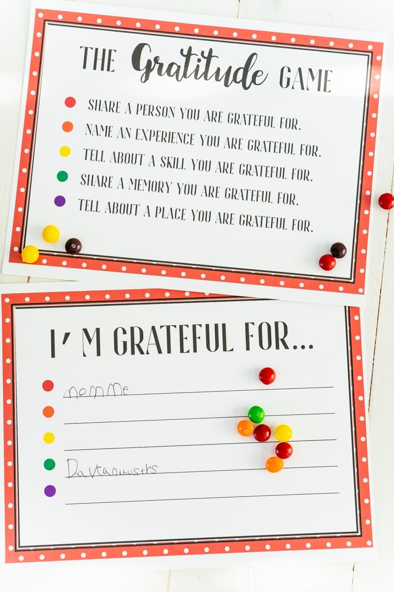 gratitude skittles game sheet