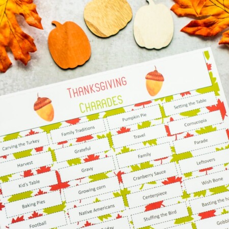 Thanksgiving charades word chart