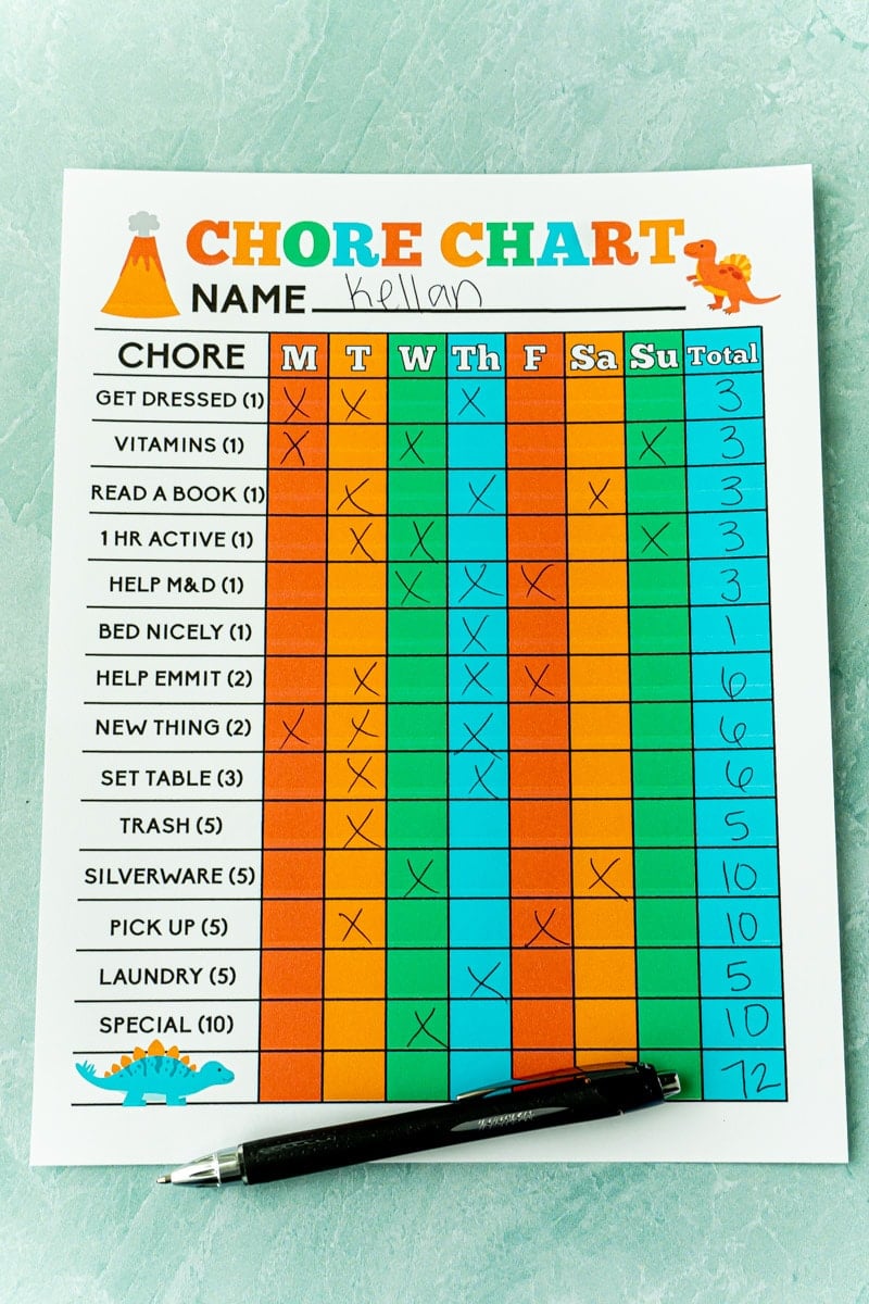 Free printable chore chart for 6-year-old