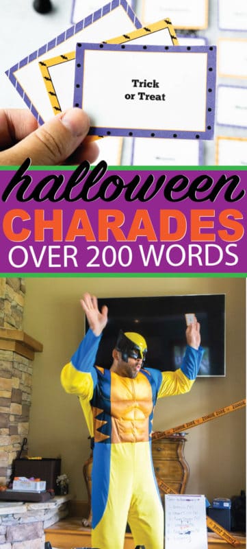 Printable list of Halloween charades words for kids and adults! Over 100 different Halloween themed words that are easy to guess and funny to act out! Everything from Halloween movies to just regular words for a classroom party!
