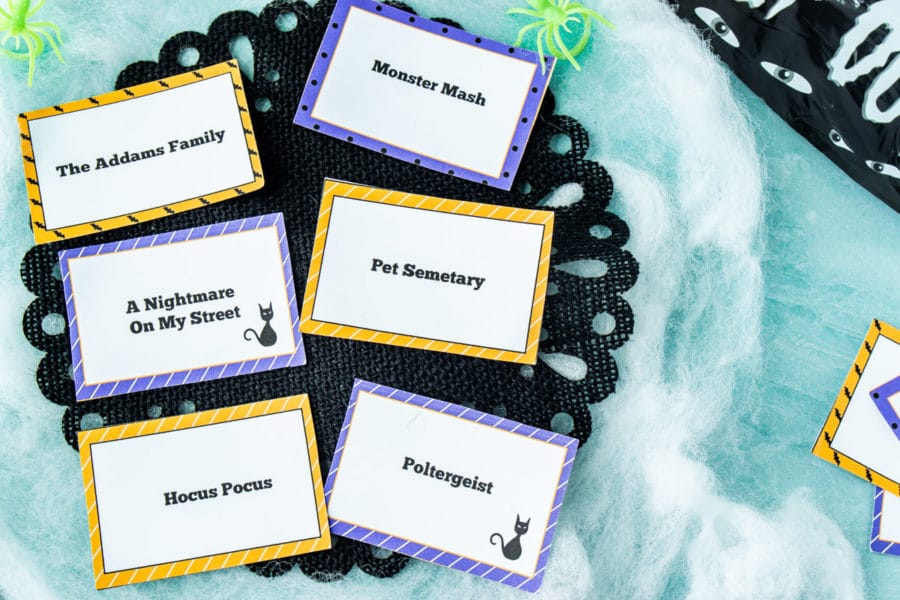 Halloween charades game cards