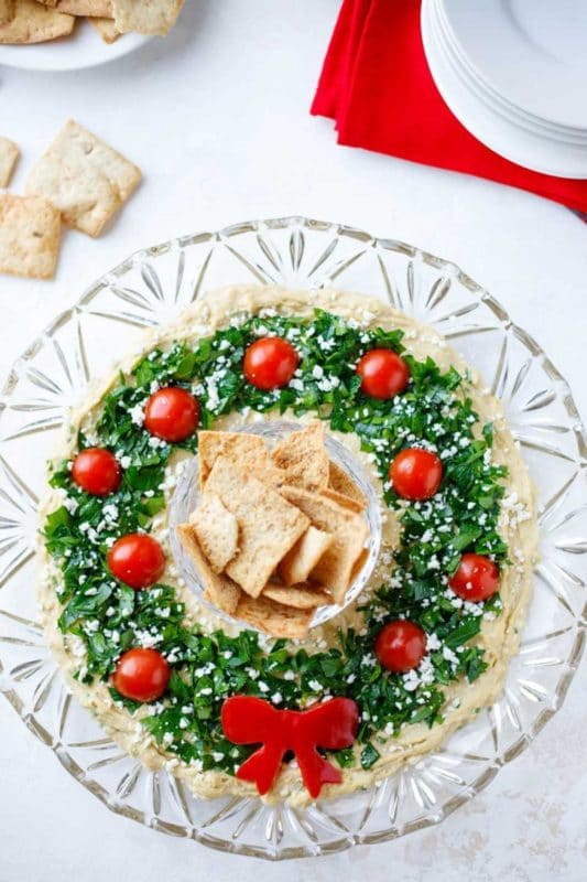 Christmas wreath and other Christmas appetizers