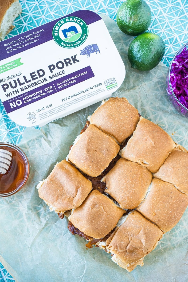 Pulled pork sliders and other ingredients