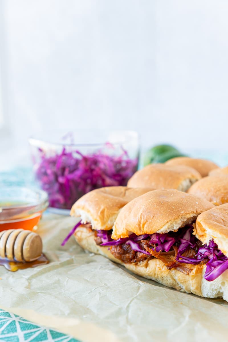 Pulled pork sliders and honey