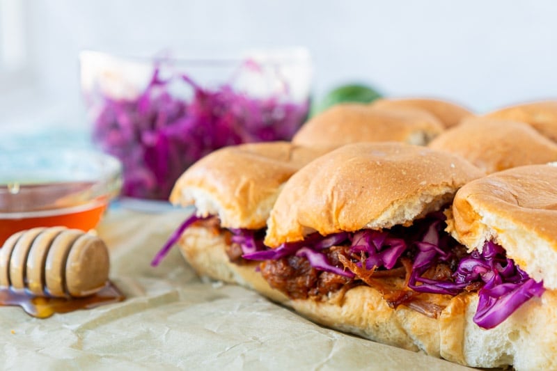 BBQ pulled pork sliders ready to be served