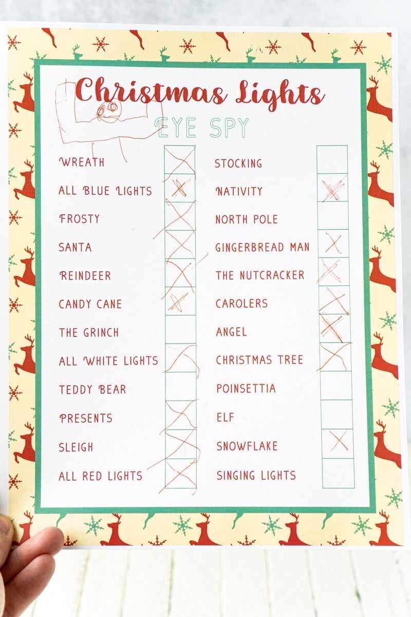 Printable Christmas light scavenger hunt complete with all sorts of fun light displays to look for!