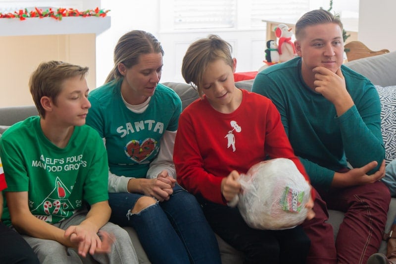 Unwrapping layers during a saran wrap ball game