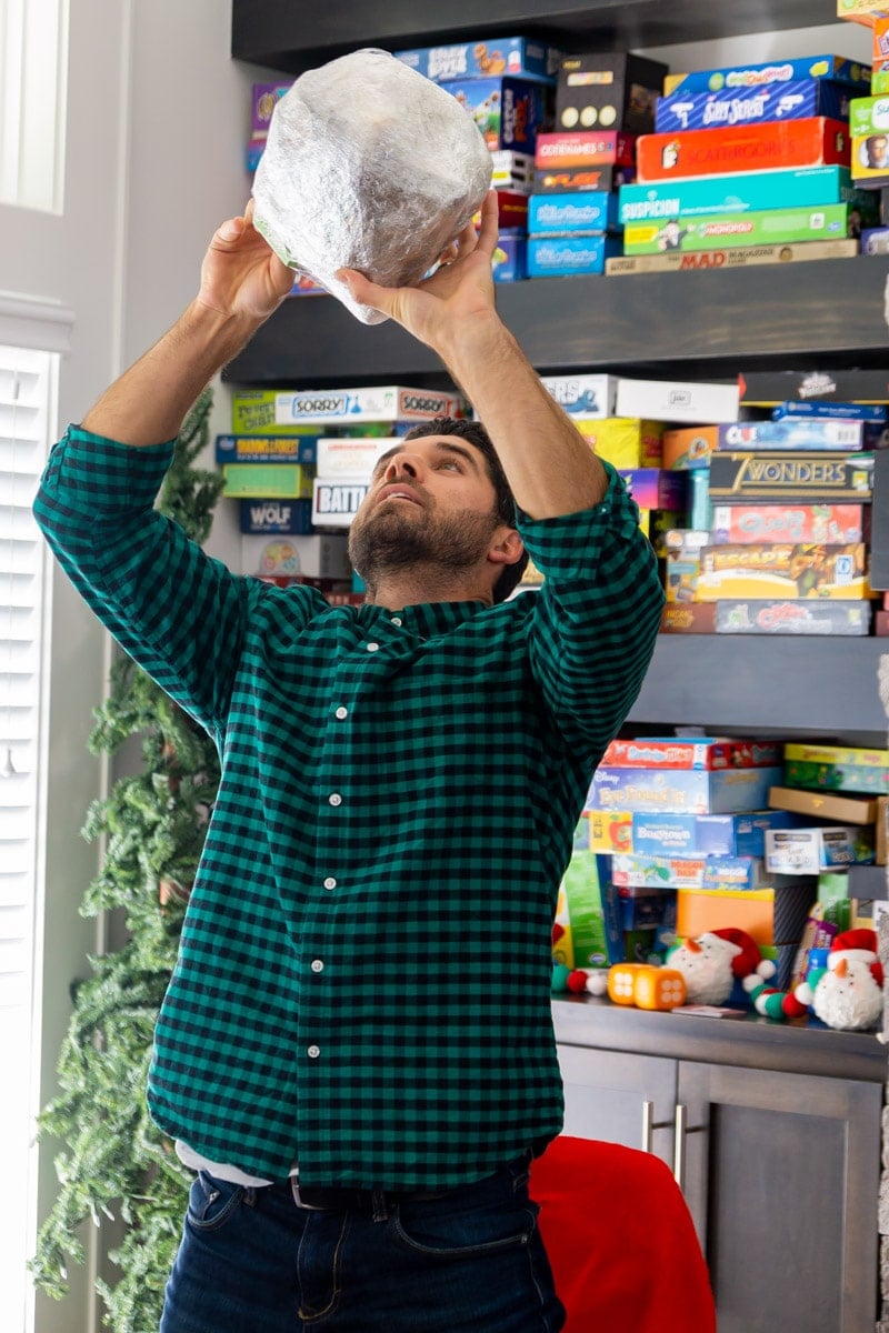 Playing a saran wrap ball game