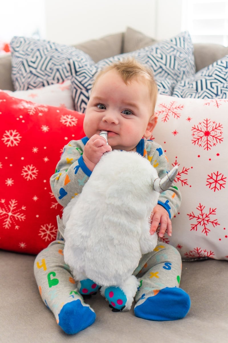 Baby thinking about Christmas party ideas