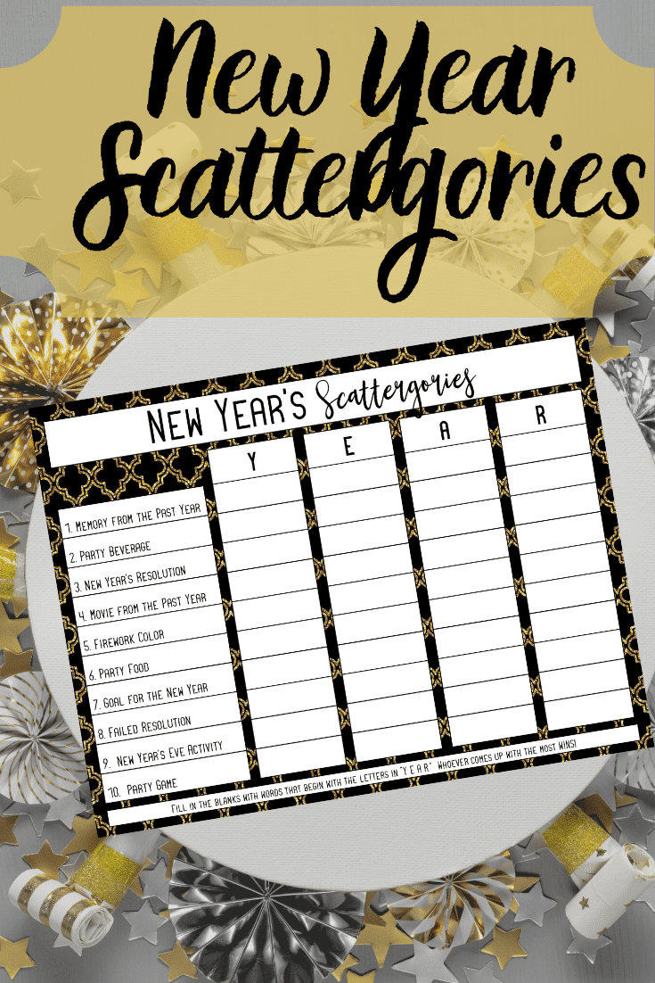 Free printable Scattergories lists for New Year's Eve! Fun game for kids, for teens, and even for adults! One of my family's favorite New Year's Eve games