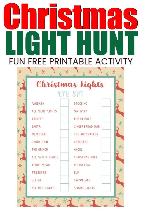 Printable Christmas light scavenger hunt 