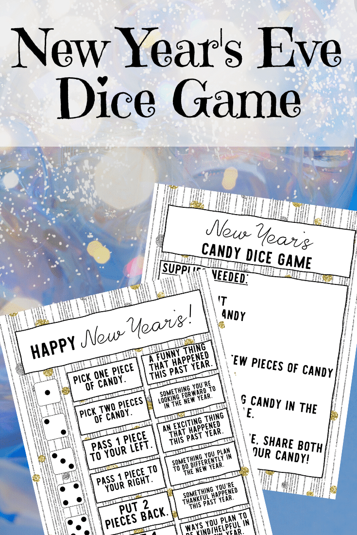 This printable New Year's Eve dice game is perfect for family parties, for kids, for couples, and even for teens! Roll the die, tell a funny memory from 2019, and enjoy a treat while you're at it! 