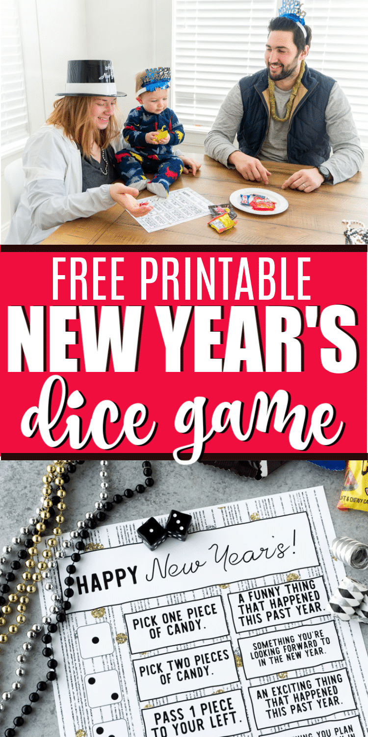 This printable New Year's Eve dice game is perfect for family parties, for kids, for couples, and even for teens! Roll the die, tell a funny memory from 2019, and enjoy a treat while you're at it! 