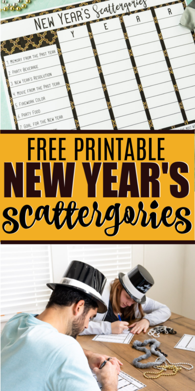 Free printable Scattergories lists for New Year's Eve! Fun game for kids, for teens, and even for adults! One of my family's favorite New Year's Eve games