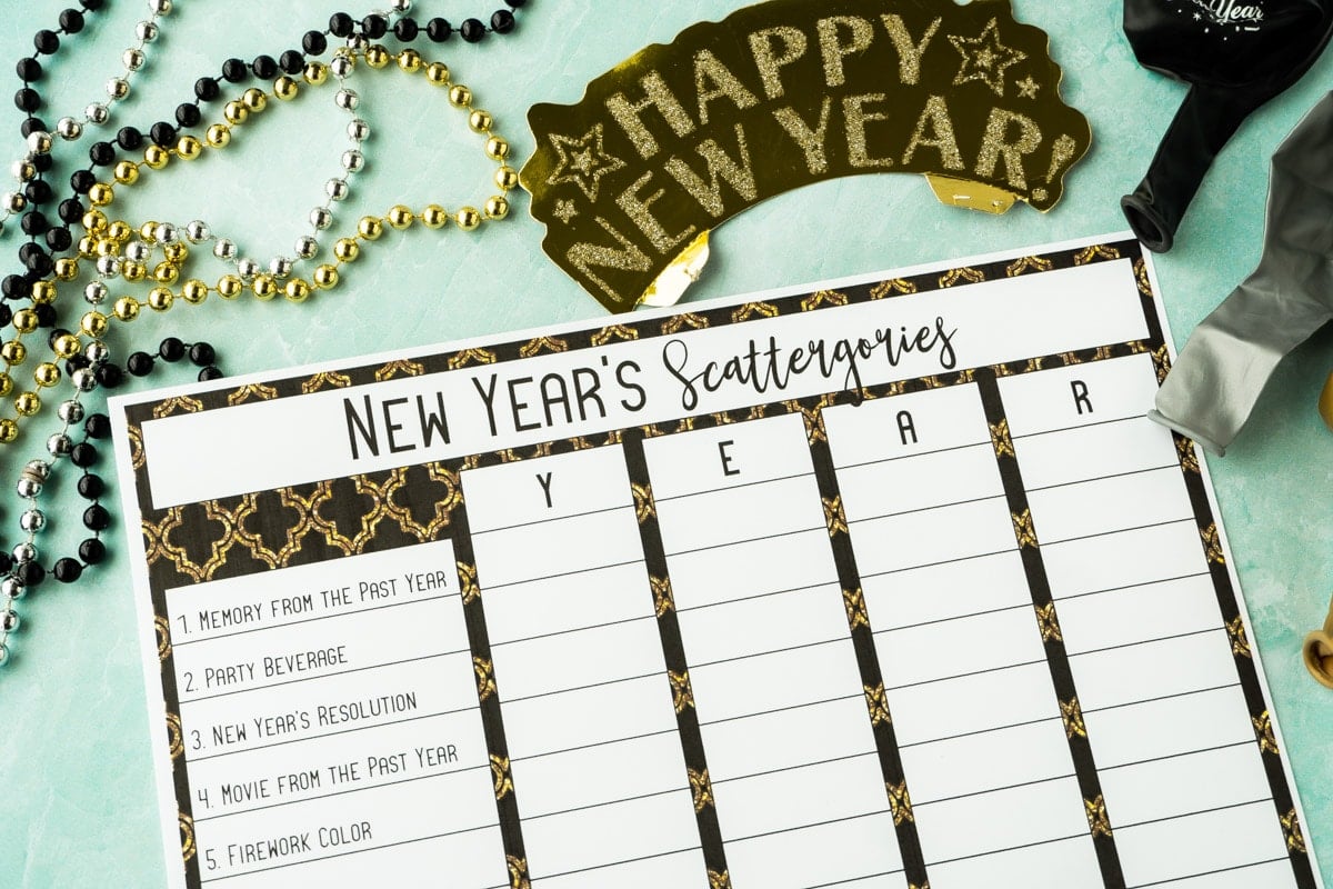 Free Printable New Year’s Eve Scattergories Game