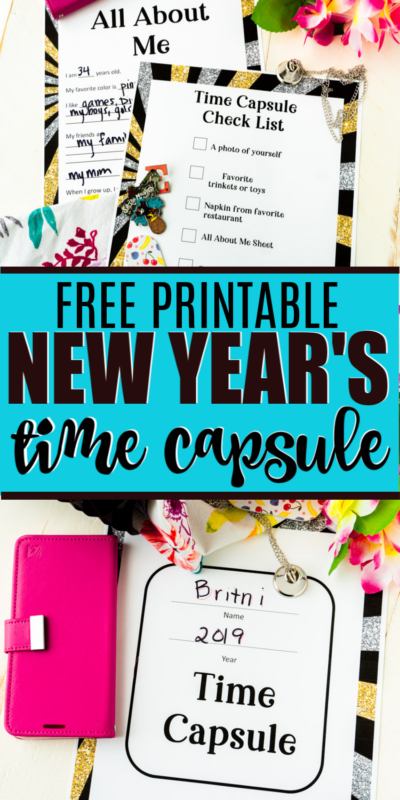 This New Year's Eve time capsule is such a fun activity for kids or adults! Comes with free printable pages, suggestions of what to put in a time capsule, and great DIY ideas!