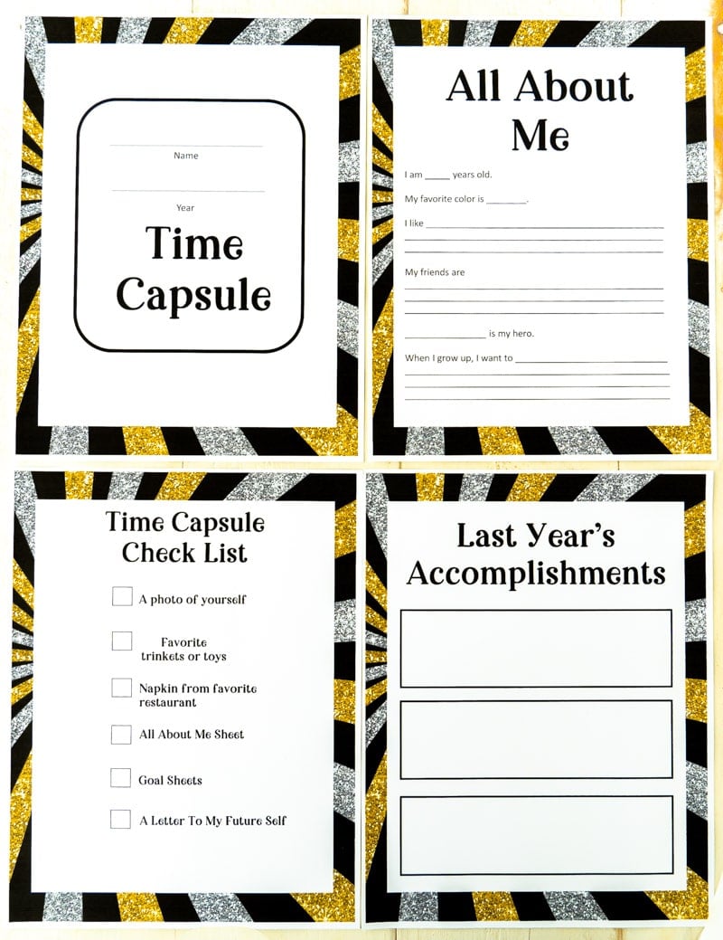 Printable time capsule ideas