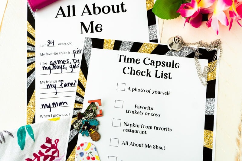 printable time capsule ideas