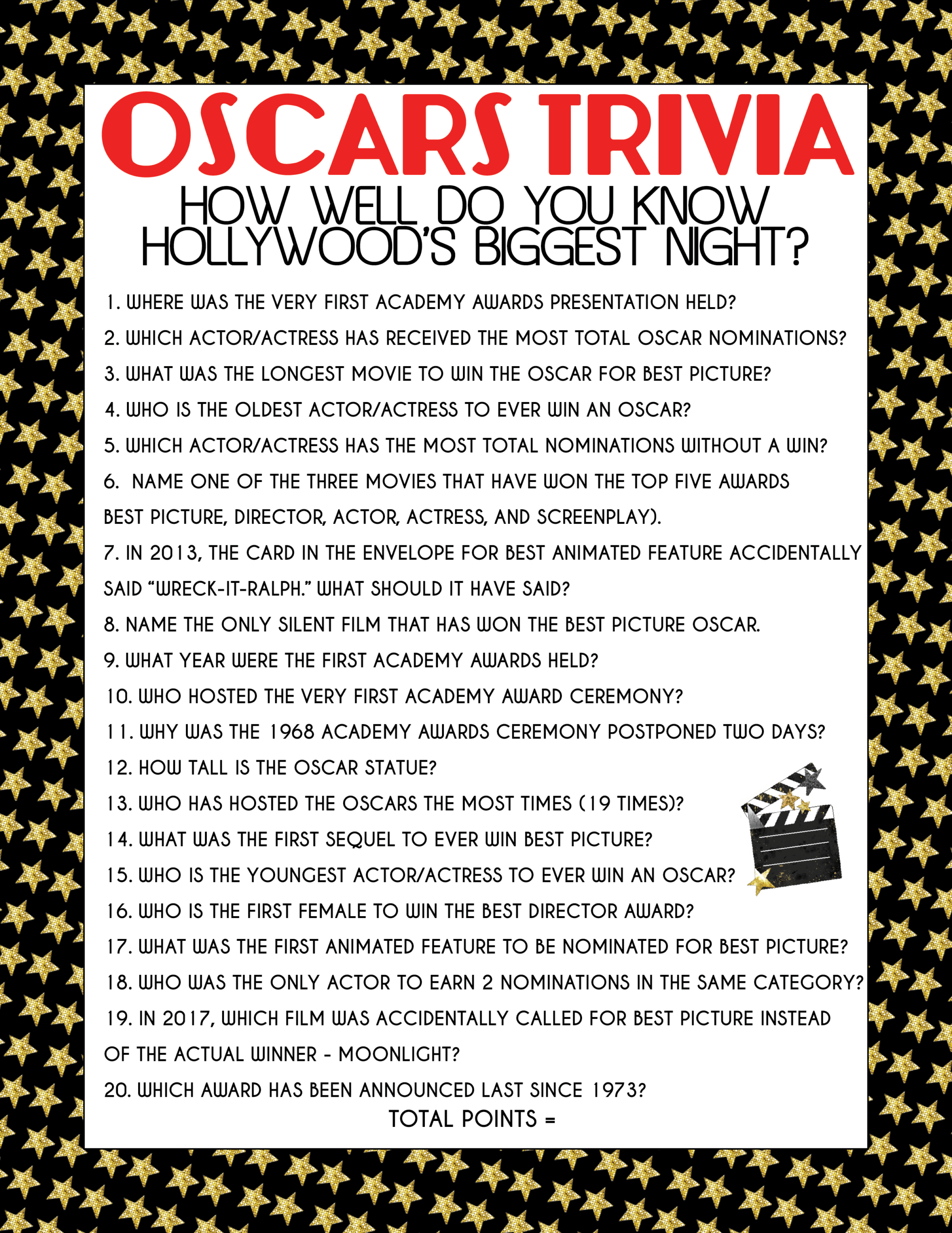 Oscars trivia questions