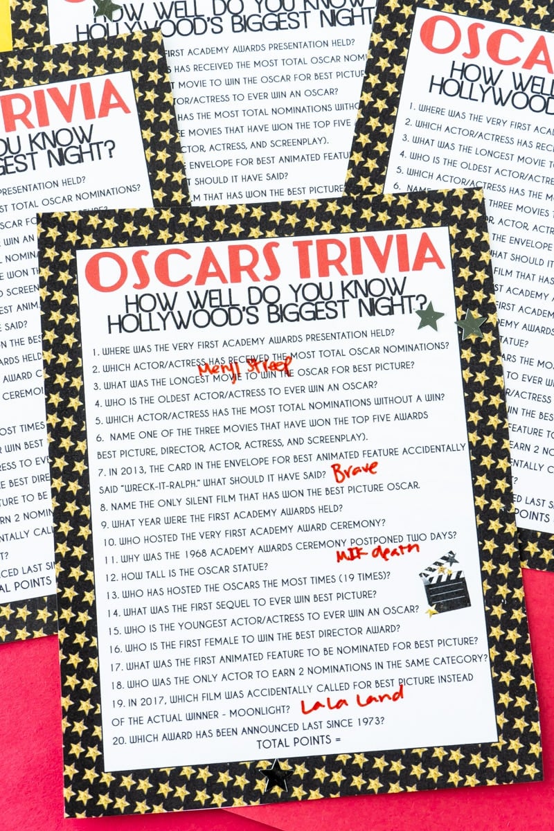 Free Printable Oscar Trivia Game Play Party Plan